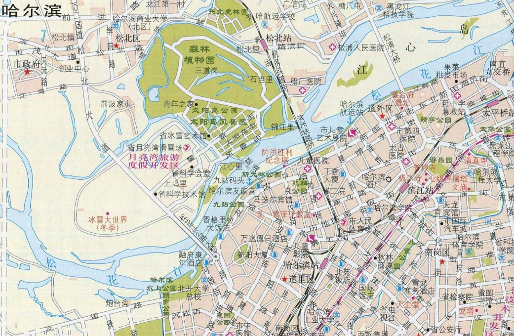 哈尔滨地势地形图