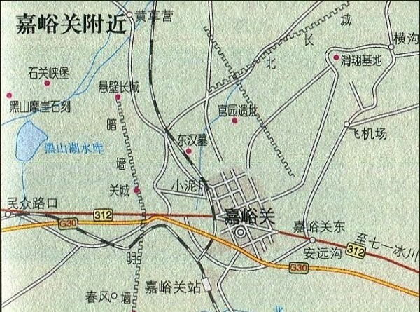 嘉峪关附近景点简图