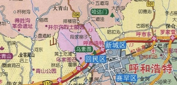 呼和浩特旅游线路地图