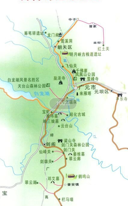 剑门蜀道风景区地图