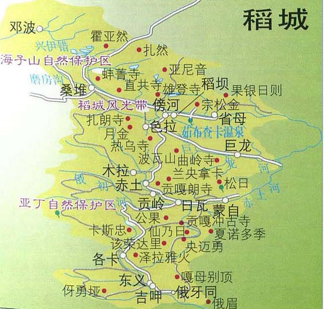 稻城旅游路线地图
