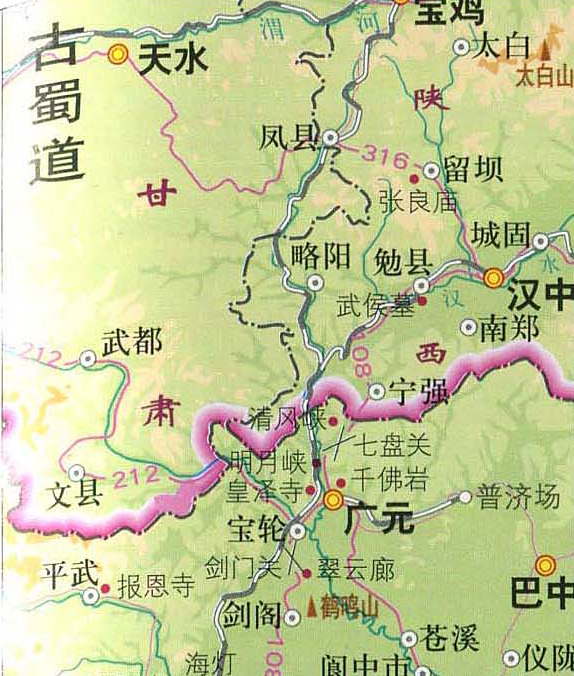 古蜀道示意图