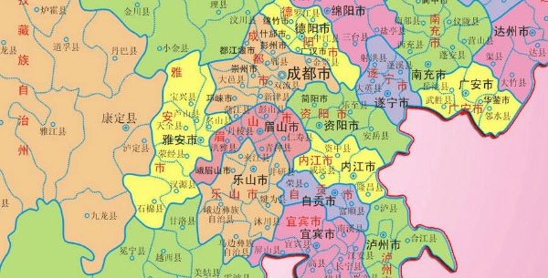四川省行政区域地图