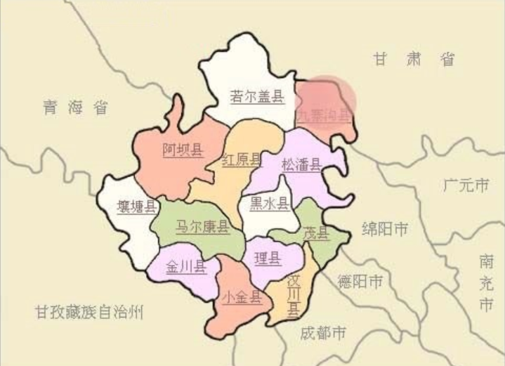 阿坝州旅游地图