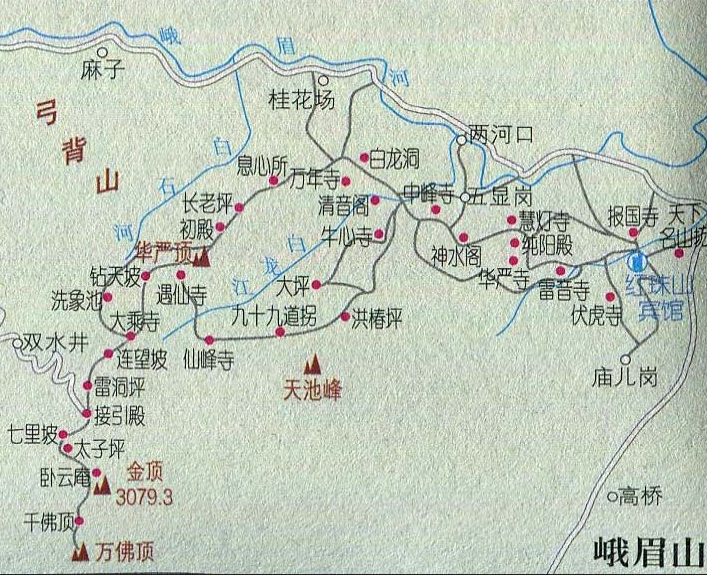 峨眉山景区导游图