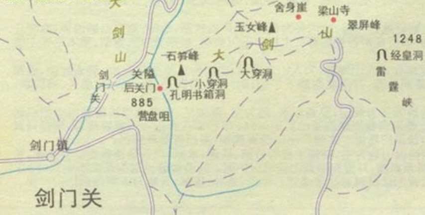 剑门关景区游览示意图