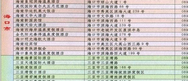海南各市酒店一览表