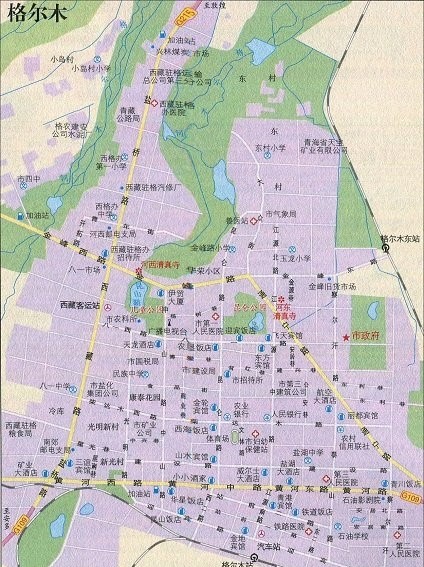 格尔木旅游交通地图