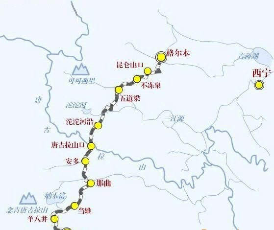 青藏铁路沿线旅游景点分布图