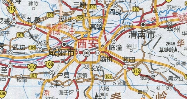 陕西省新版交通地图