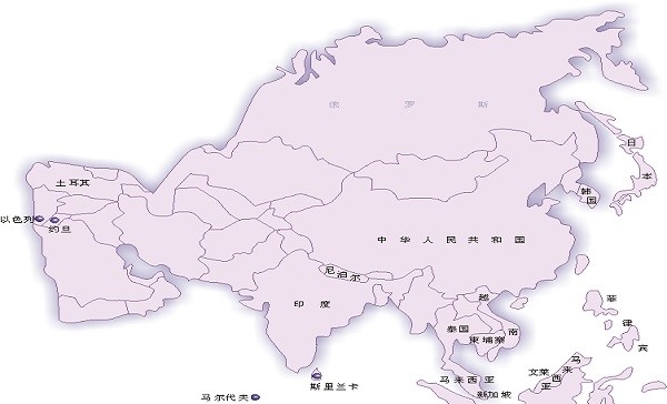 亚洲主要国家示意图