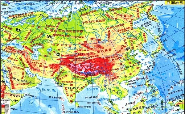 亚洲地形剖面图