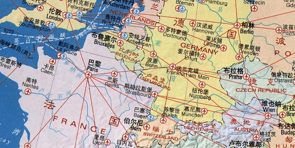 欧洲货运航线图