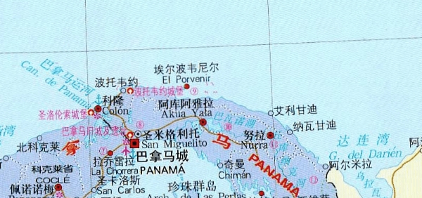 巴拿马中文版地图