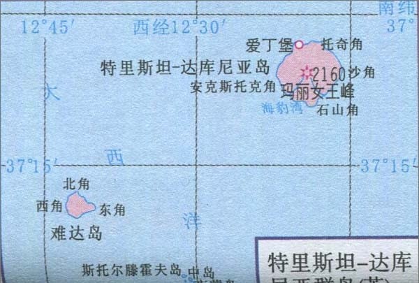 特里斯坦达库尼亚群岛旅游地图