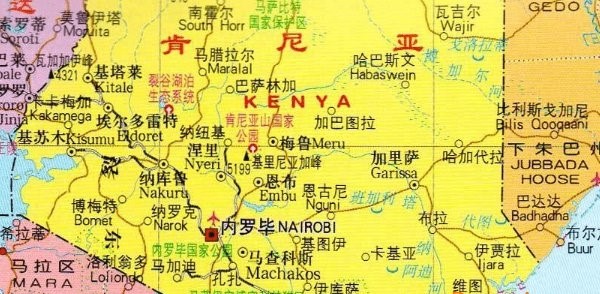 非洲肯尼亚地图高清版