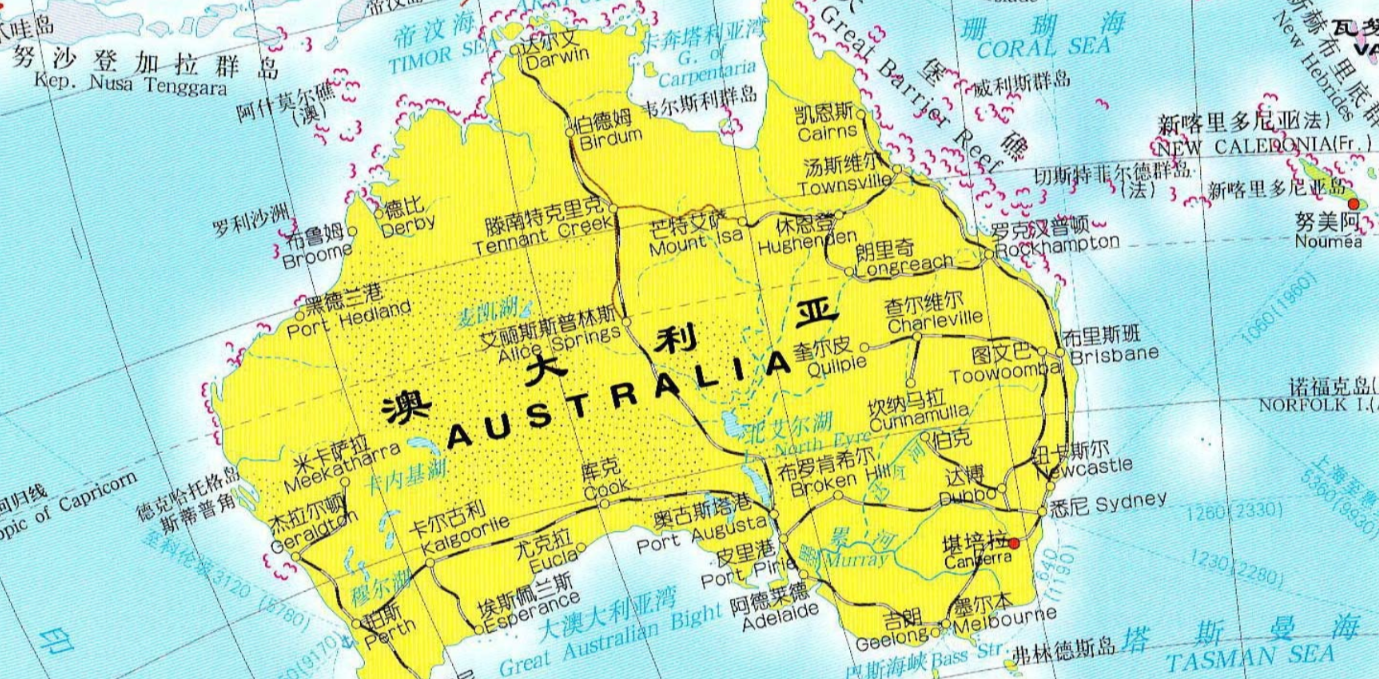 大洋洲地形图全图高清版
