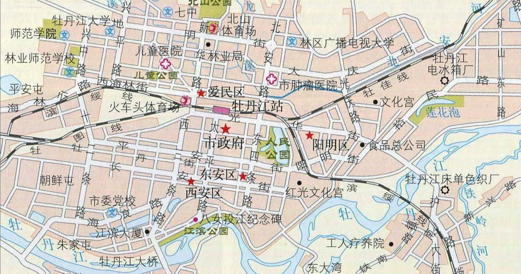 牡丹江市区地形图