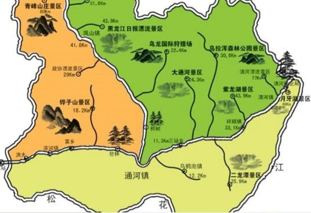 通河县景点分布图