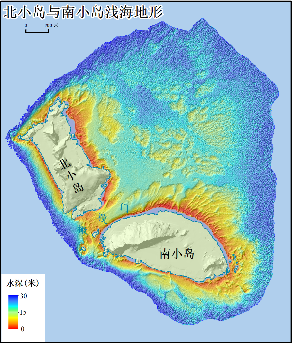 北小岛与南小岛浅海地形图完整版