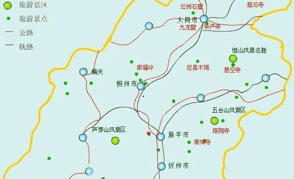 山西景点分布图全图