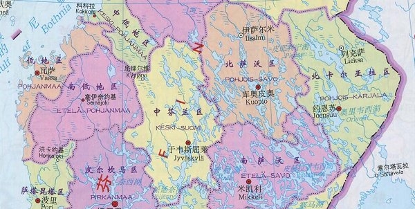 芬兰地图中文版电子版