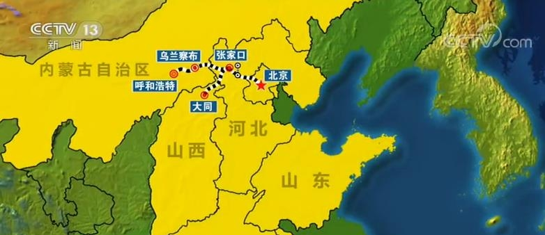 张家口到大同高铁高铁地图