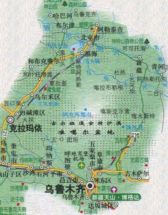 乌鲁木齐附近景点分布图