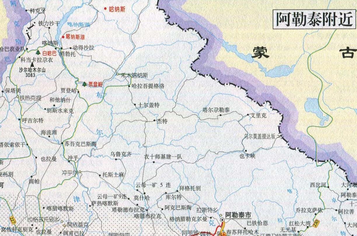 阿勒泰附近旅游地图