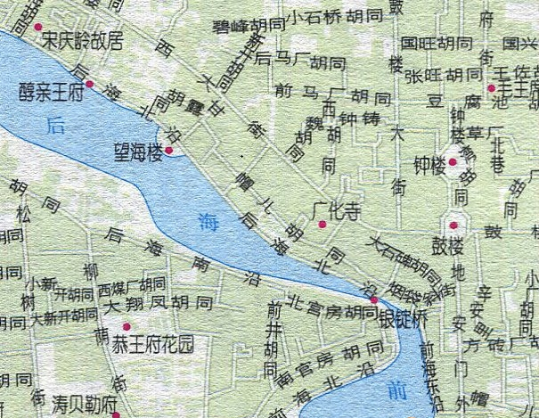 后海地区旅游交通图